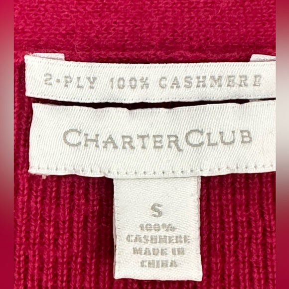 Charter Club Dark Pink/Berry 2Ply 100% Cashmere V Neck Waist Length Swea… - Picture 5 of 6